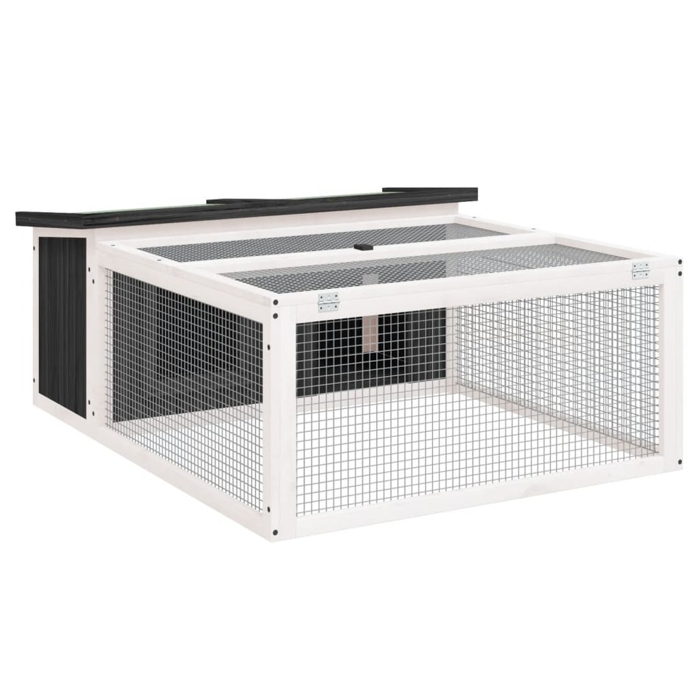 Clapier gris 117,5x97x47,5 cm bois de pin massif