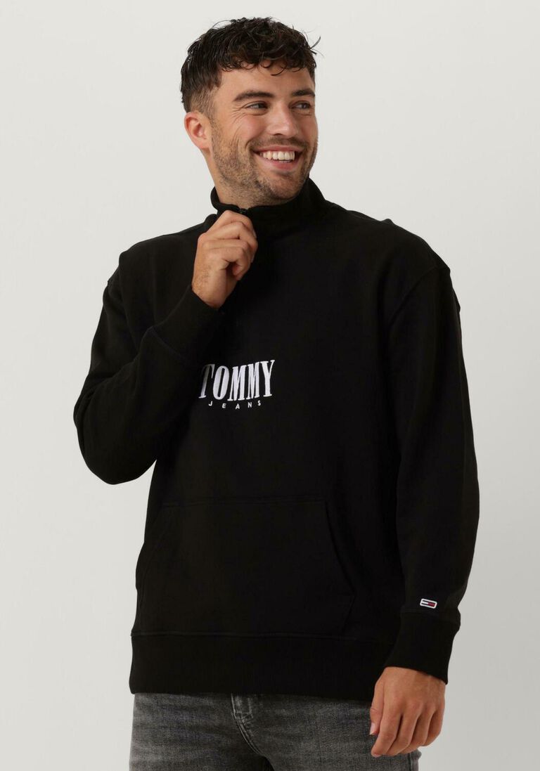 TOMMY JEANS zwarte tommy jeans trui tjm rlxd authentic half zip