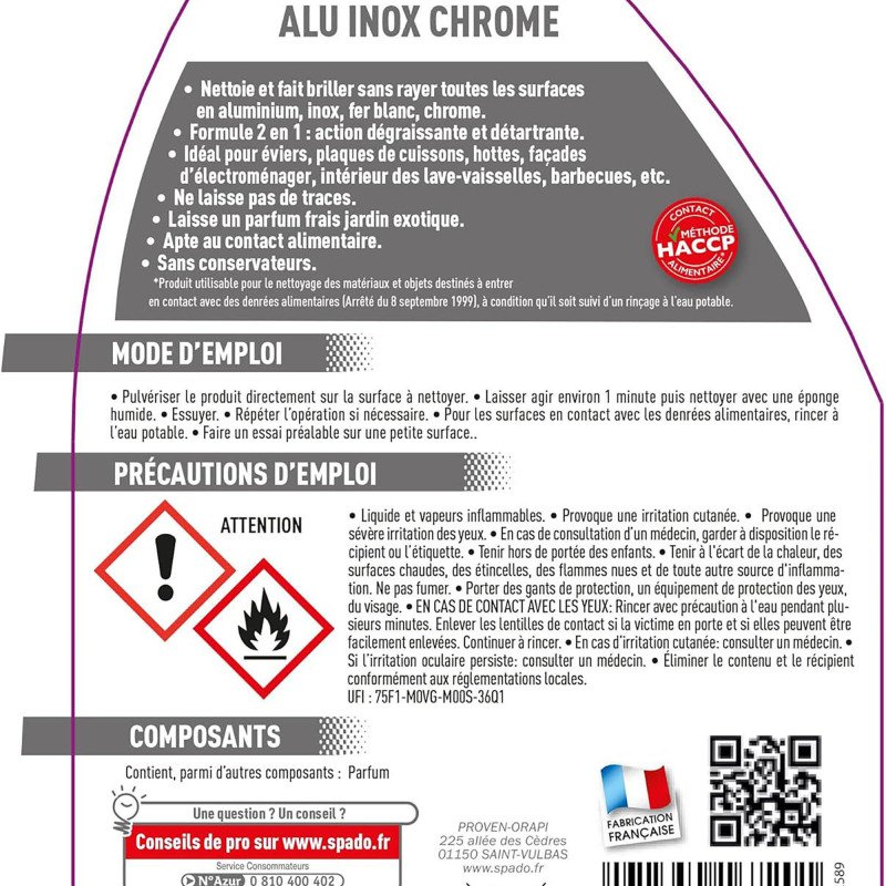 Nettoyant 2-en-1 alu inox chrome 500 ml