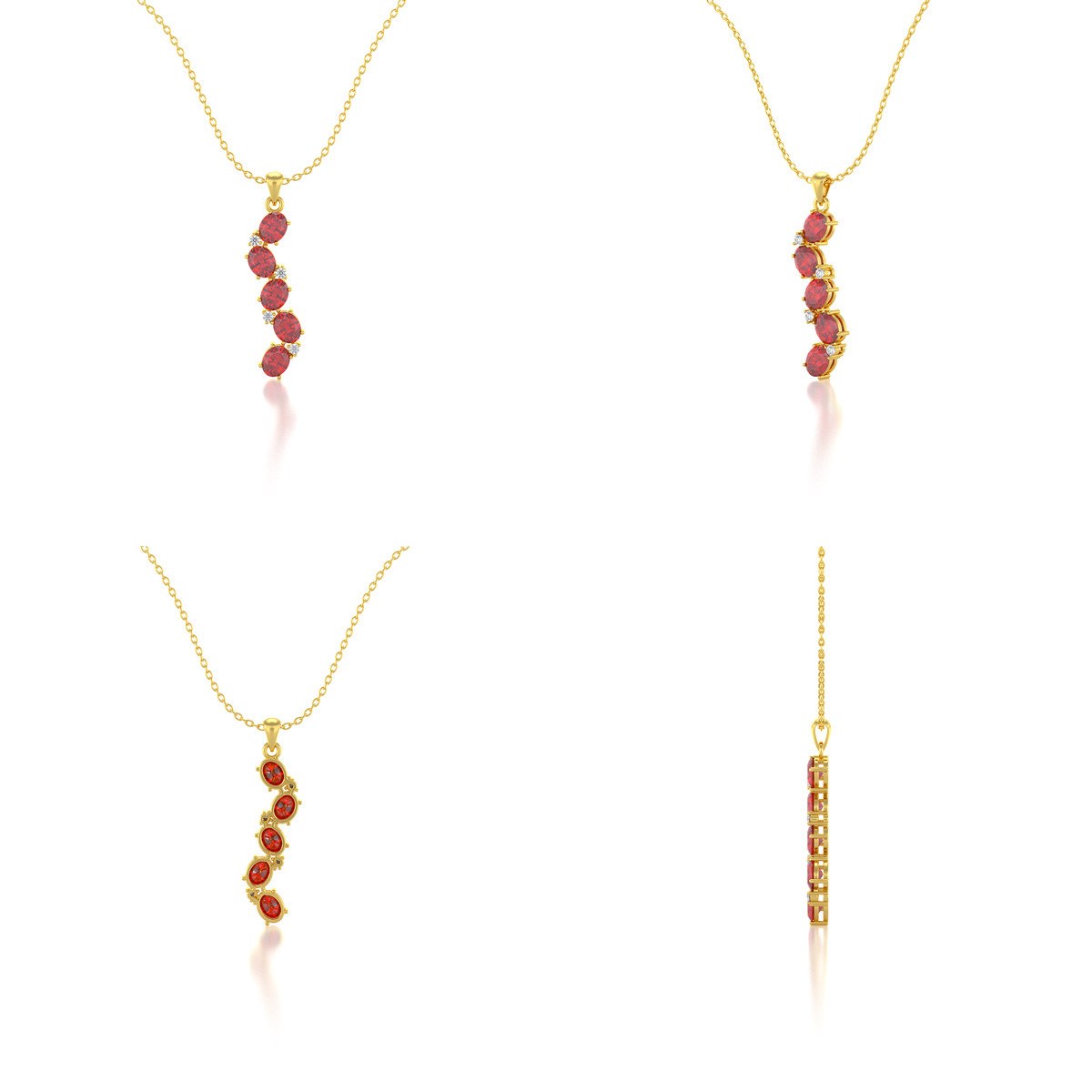 Collier Pendentif ADEN Or 585 Jaune Rubis et Diamants Chaine Or 585 incluse 1.78grs