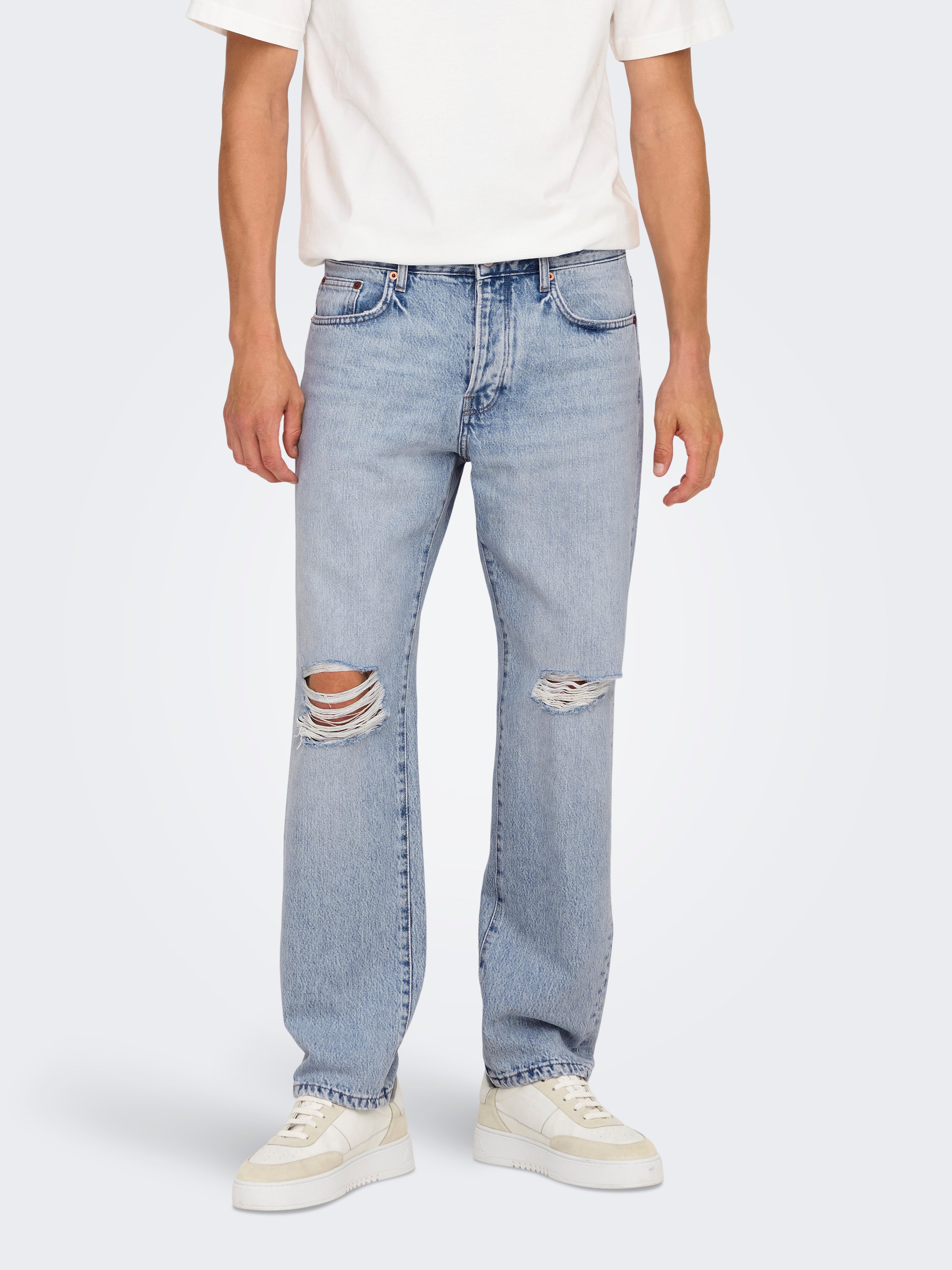 ONSEDGE Mittlere Taille Gerade geschnitten Jeans Light Blue Denim