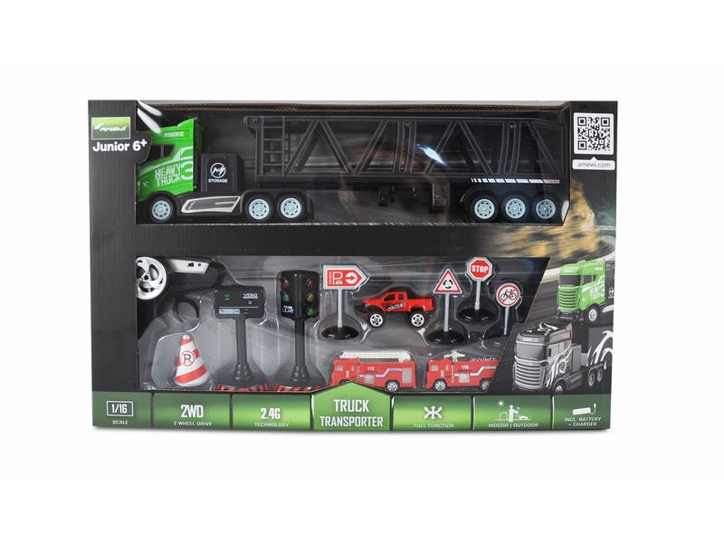 Amewi Lastwagen mit Autotransporter Auflieger RTR RC Sattelzug mit Anhänger