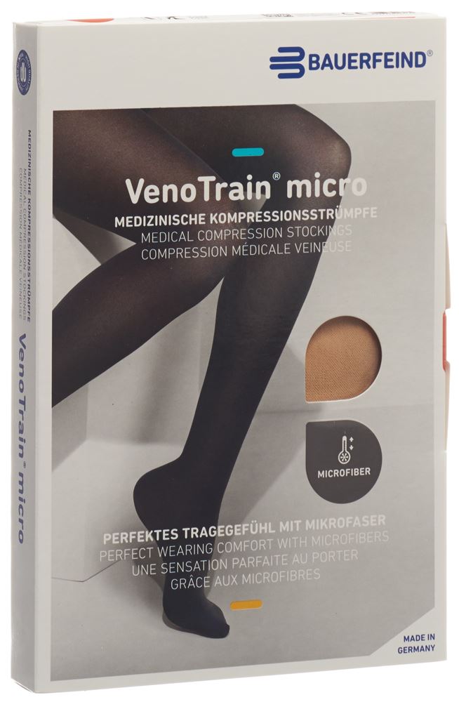 Bauerfeind VenoTrain Micro KKL2 AD<br>1 Paar, M, normal/short geschlossene Fussspitze creme
