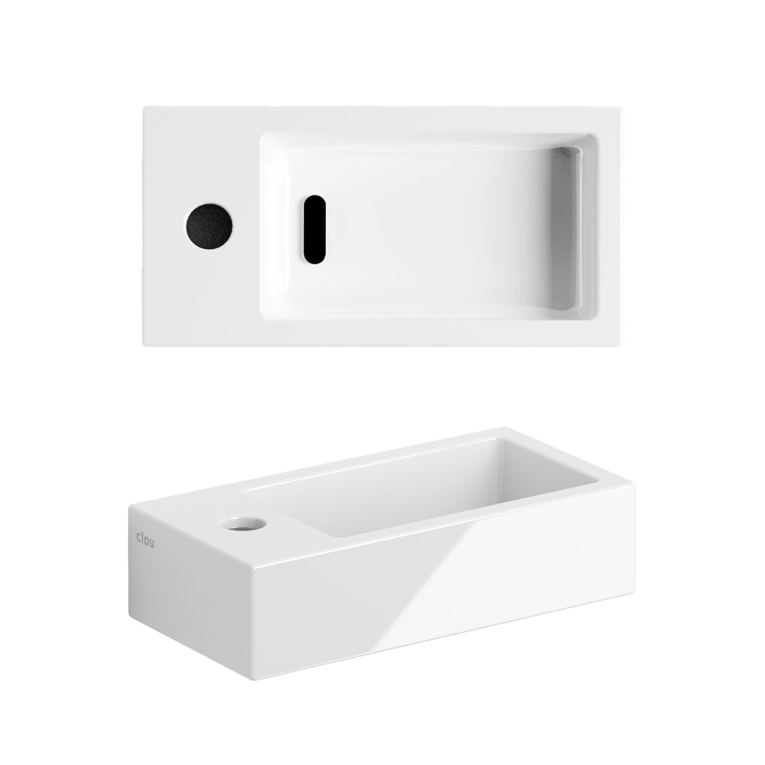 Clou Flush 3 keramische fontein 36cm met kraangat links wit glans