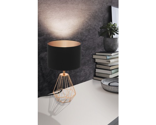Tafellamp, 1-lichts, H 30,5 cm, Carlton zwart/koper