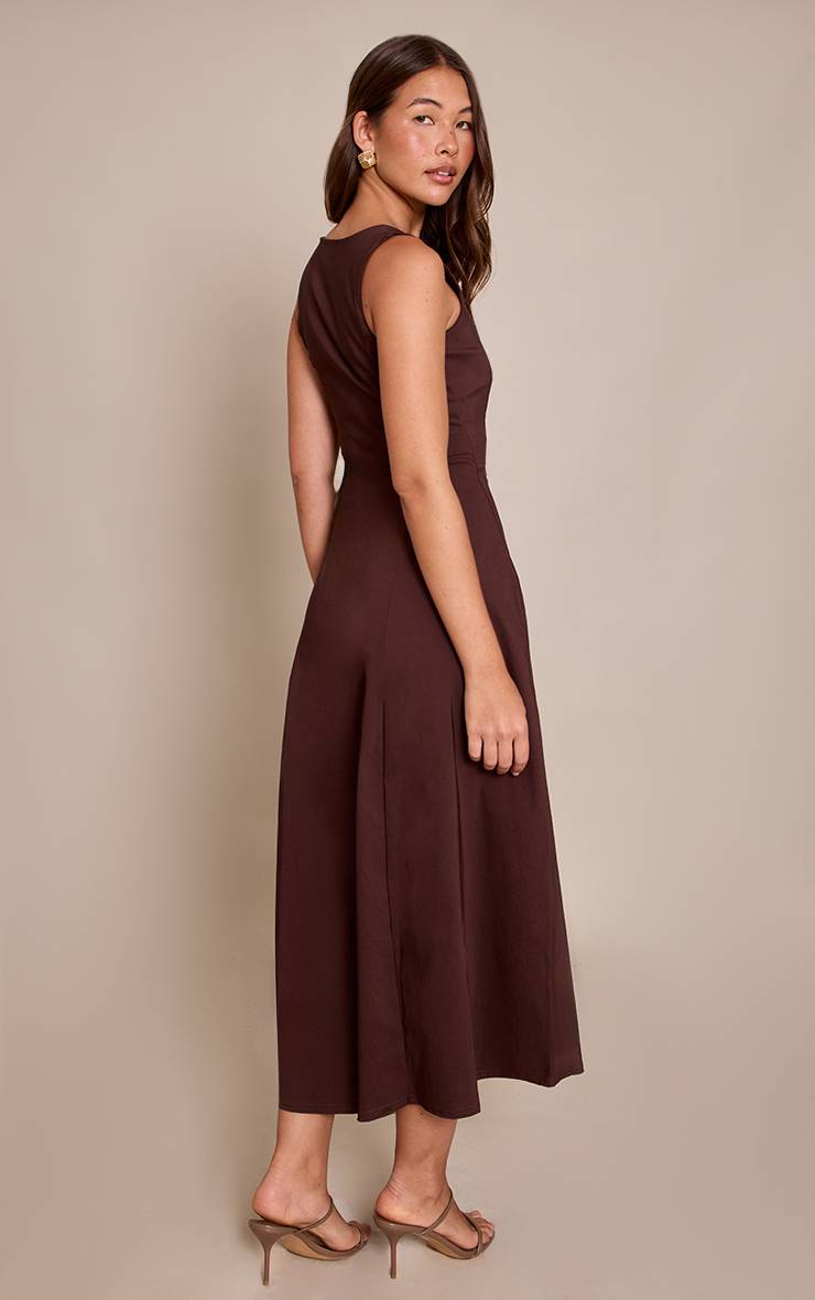 Chocolat Robe Longue Sans Manches À Encolure Dégagée