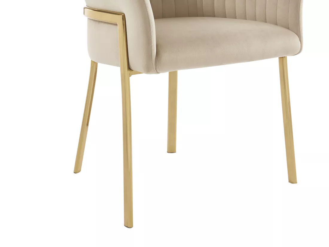 Lot de 2 chaises avec accoudoirs en velours et métal doré - Beige - ZAOVA de Pascal MORABITO