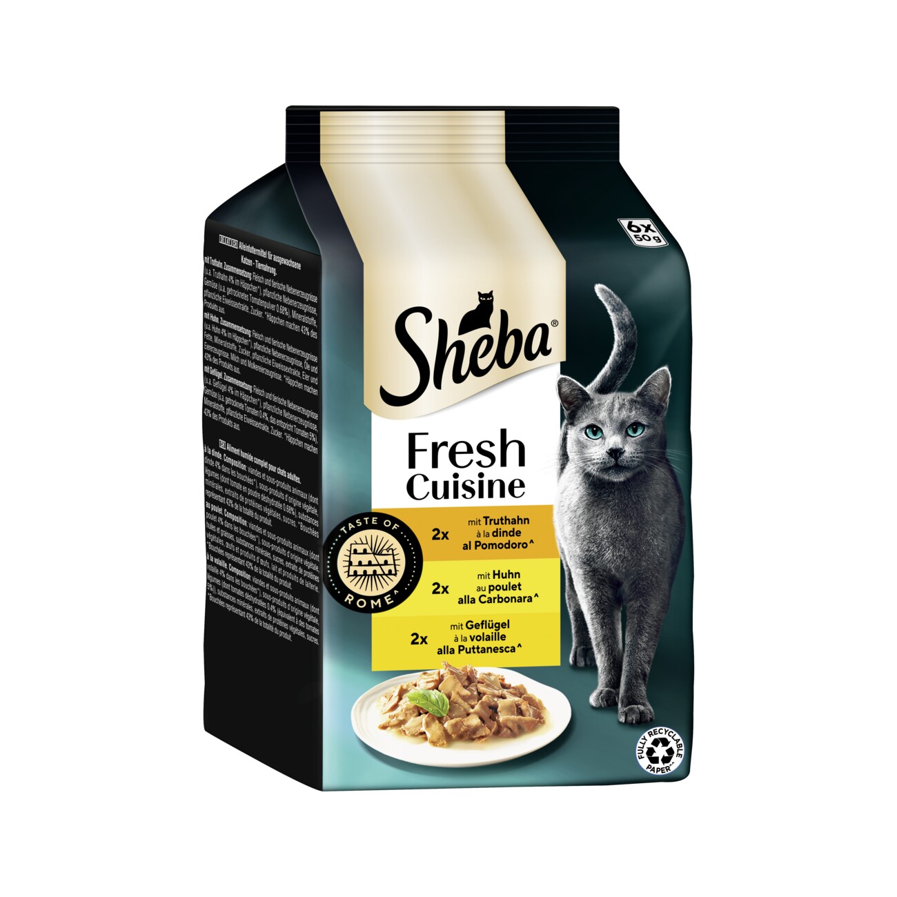 Sheba Fresh Cuisine Nassfutter Katze Adult, Multipack 36x50 g Taste of Rome