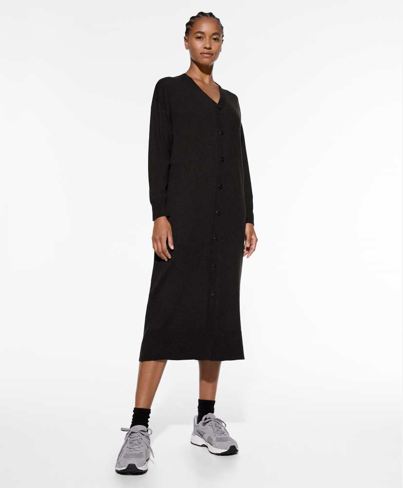 Vestido longo com botões