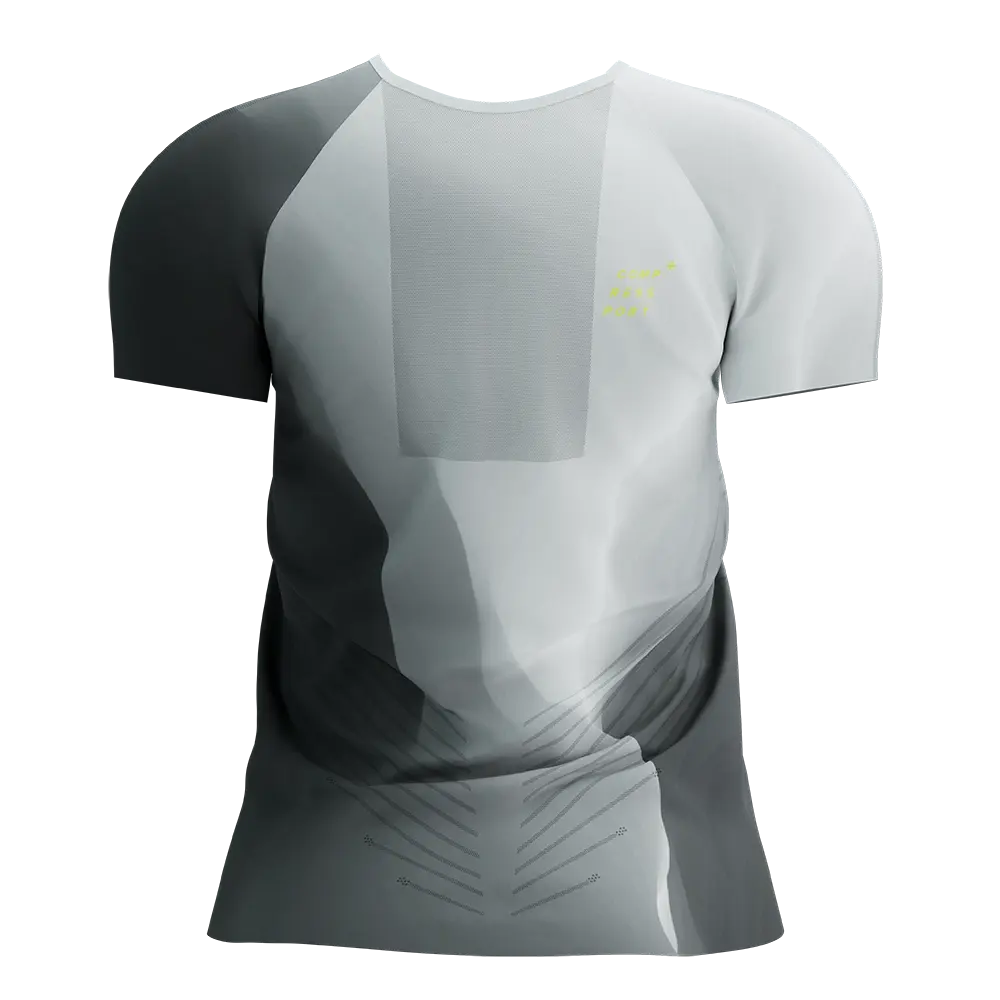 Compressport Performance Hardloopshirt Korte Mouwen Zwart/Wit/Geel Dames
