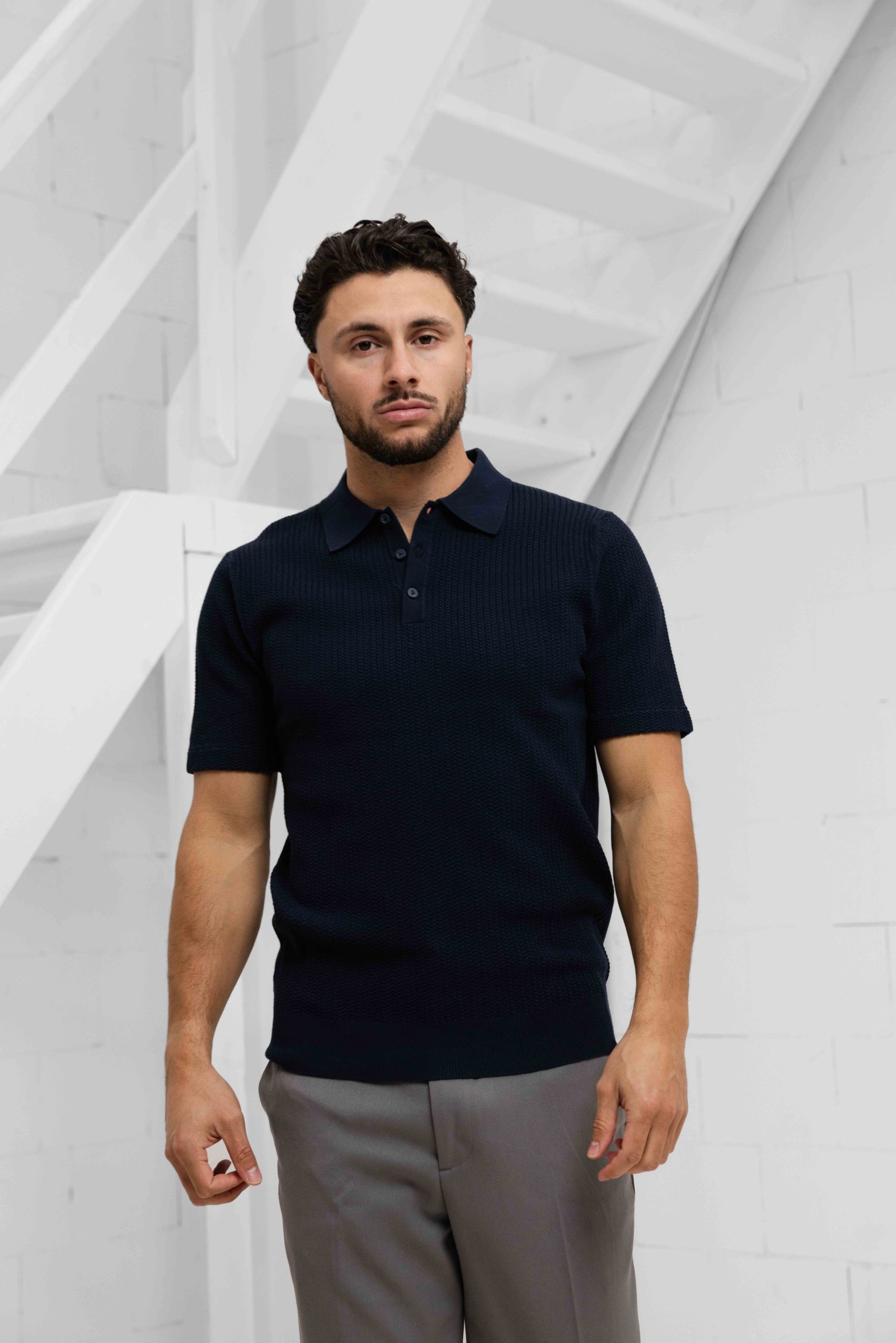 Pure Path Knit Polo Heren Donkerblauw