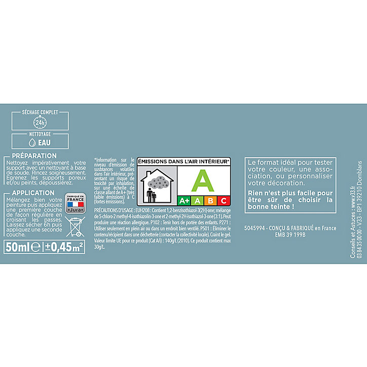 Testeur peinture de rénovation multi-supports V33 Easy Reno gris lune satin 50ml