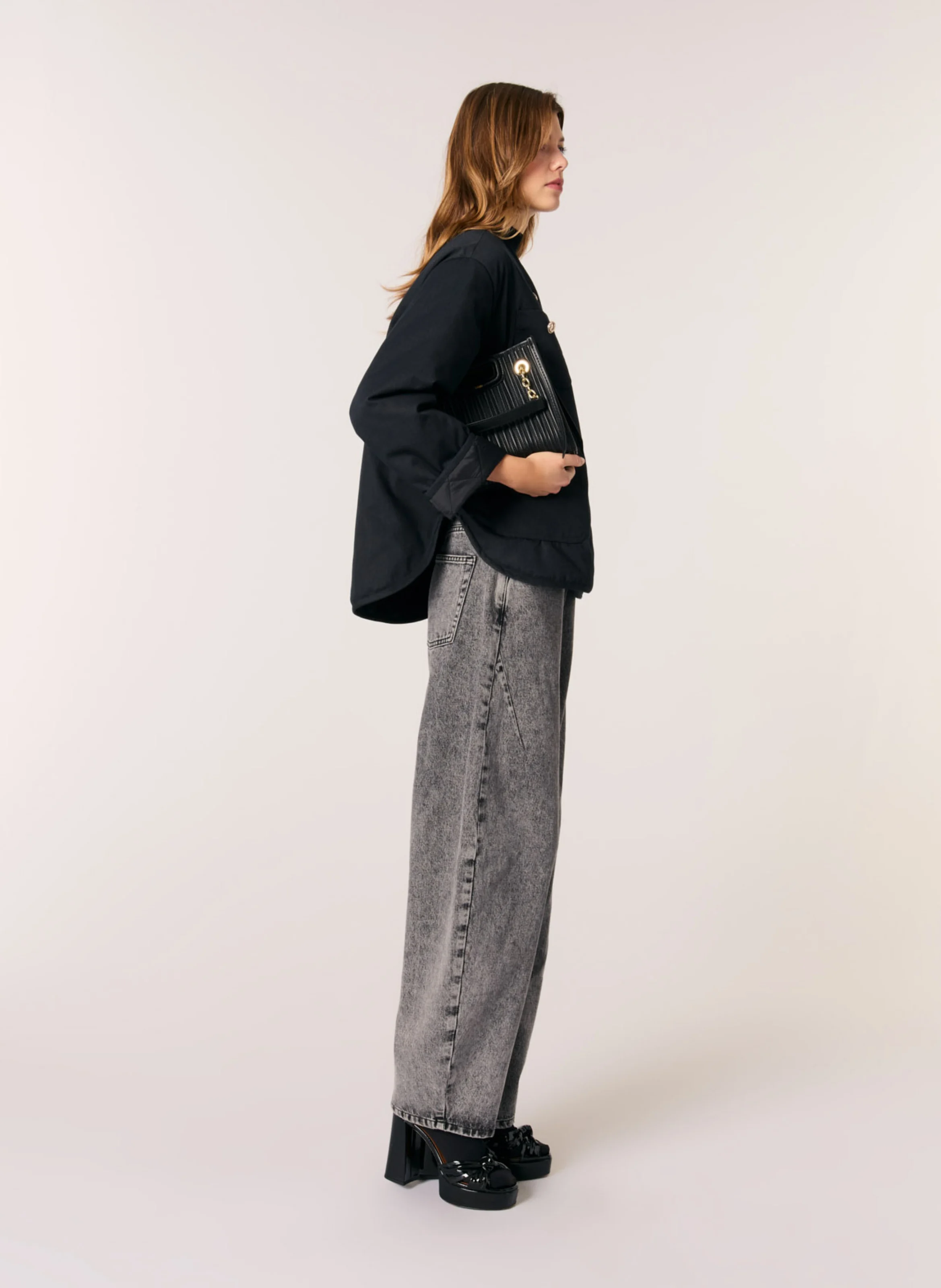 Manteau col rond| Noir