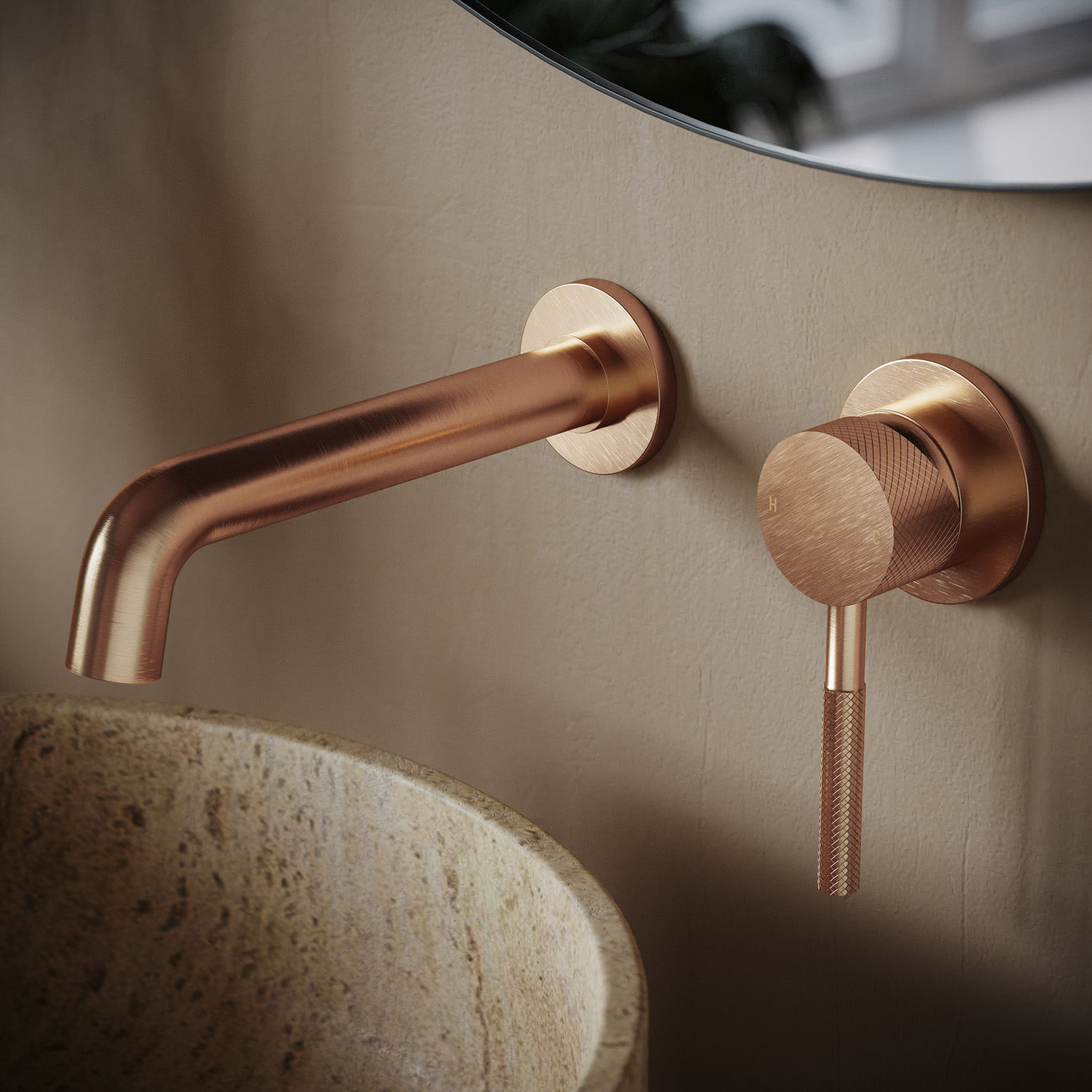 Saniclear Copper Curved hendel voor inbouw wastafelkraan en staande badkraan (SK21437 en SK22985)