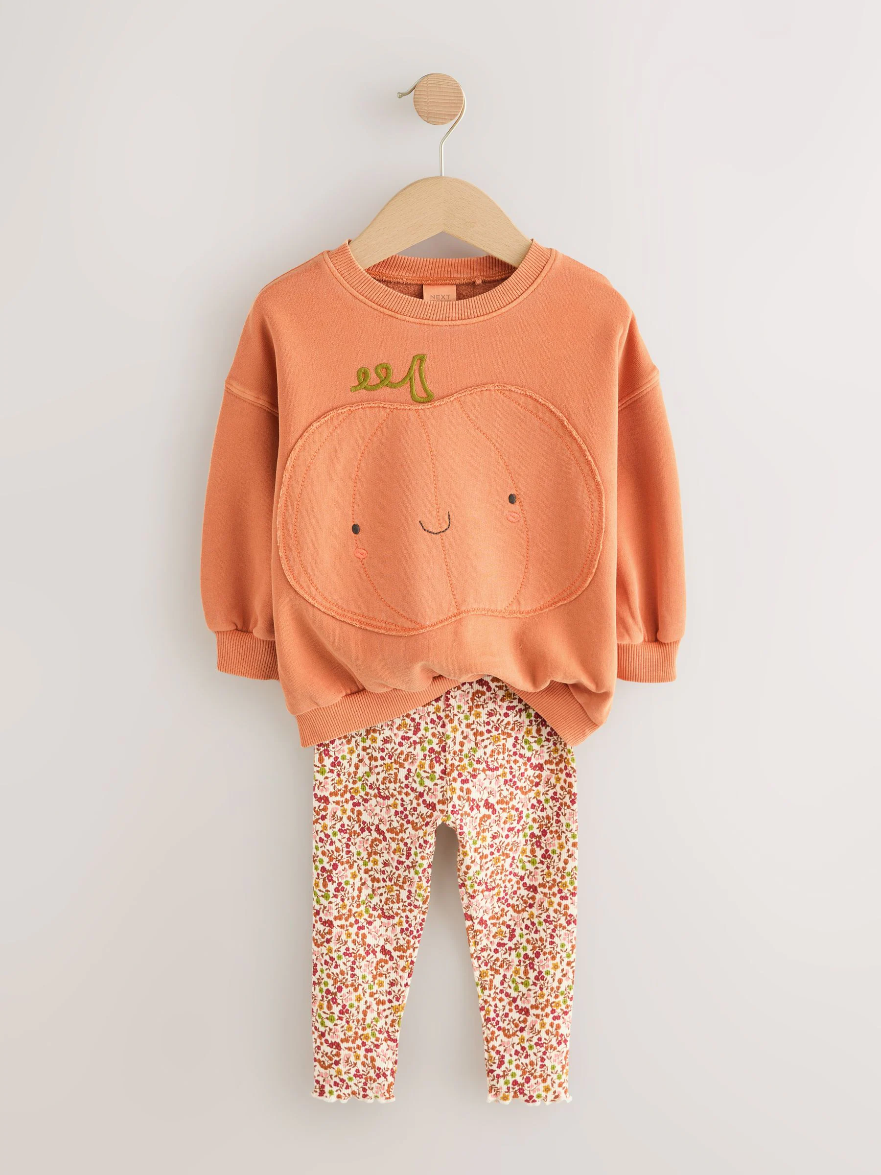 Oranje halloweenpompoen - Set met sweatshirt en legging (3 mnd-7 jr)