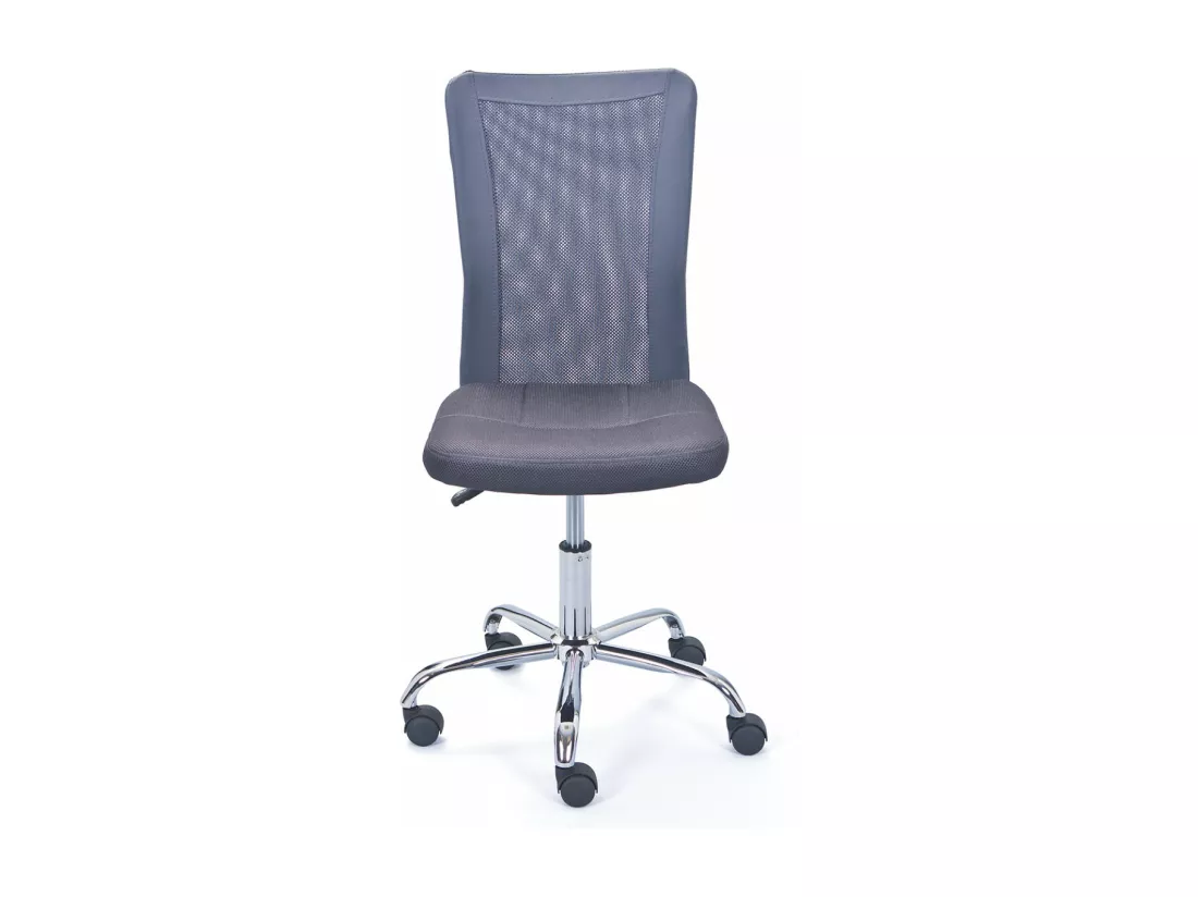 CLIDE - Chaise de Bureau Enfant Tissu Gris et Pieds Chromés