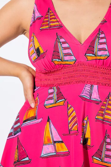 Badekleid, Segelboot, Softcups, recycelt, azaleenrot