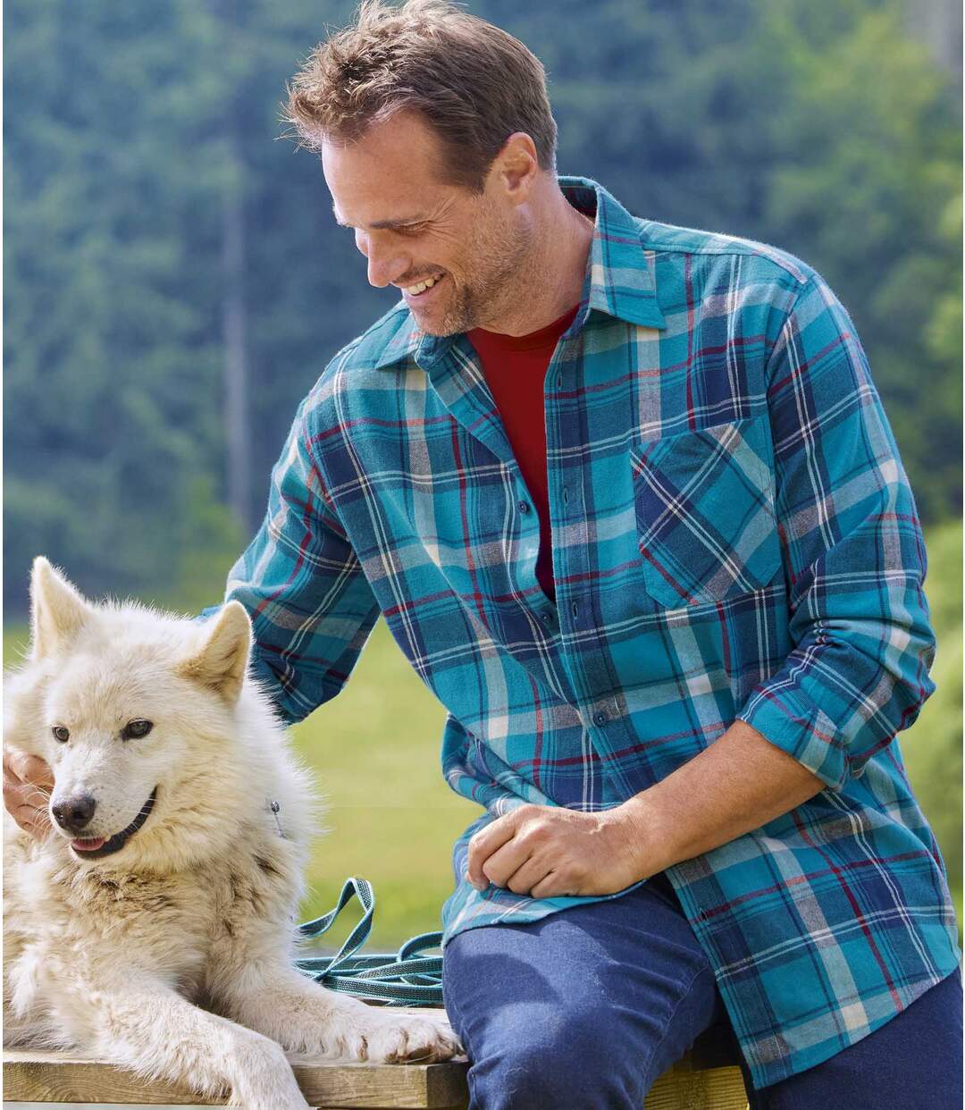 Chemise Flanelle à Carreaux Turquoise