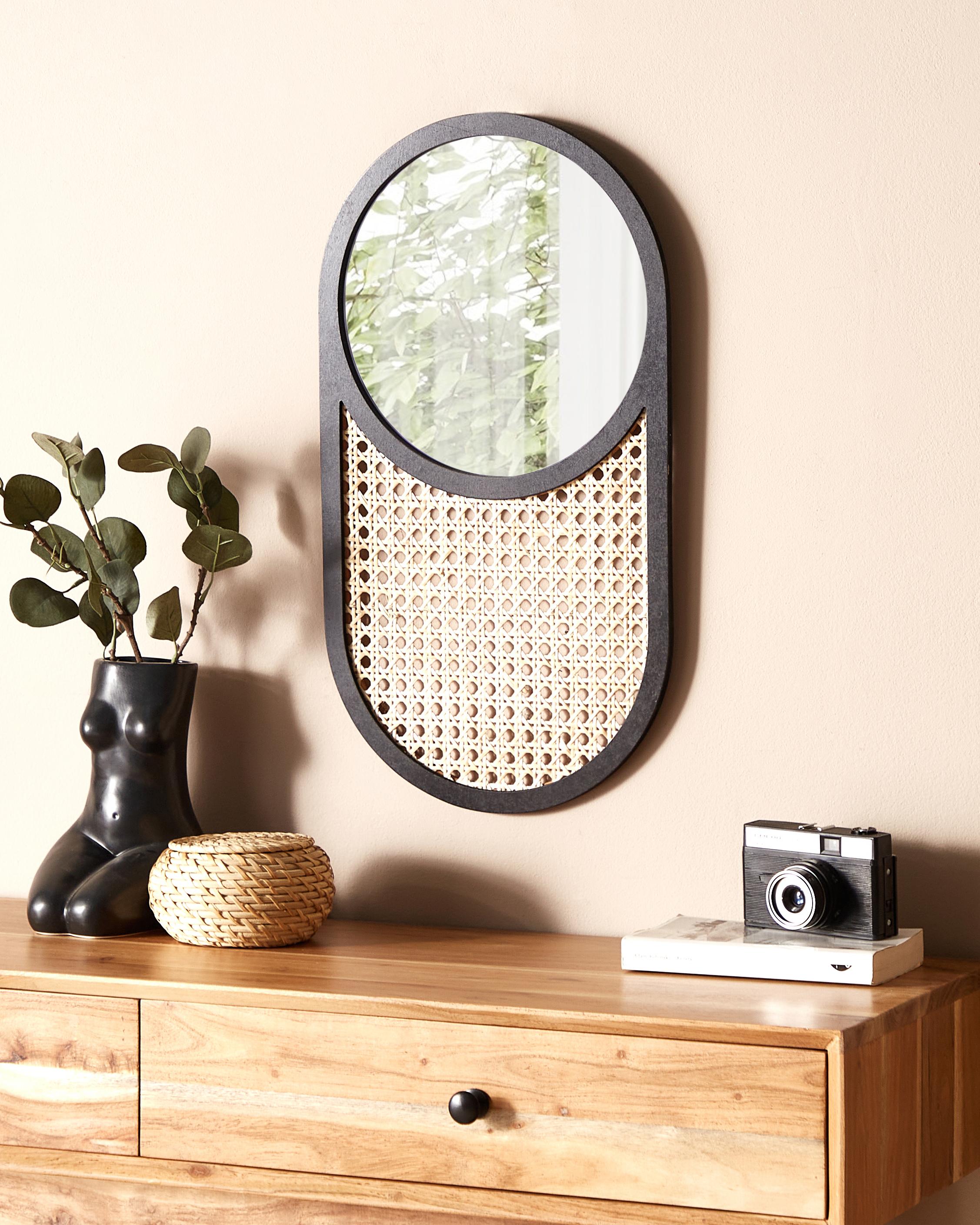 Wandspiegel BALEAL 30 cm 56 cm Rotan Natuurlijk