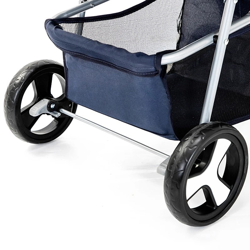 (100x70x45cm) Hunde Transport Wagen Klappbarer Haustier Buggy mit Getränkehalter - Schwarz