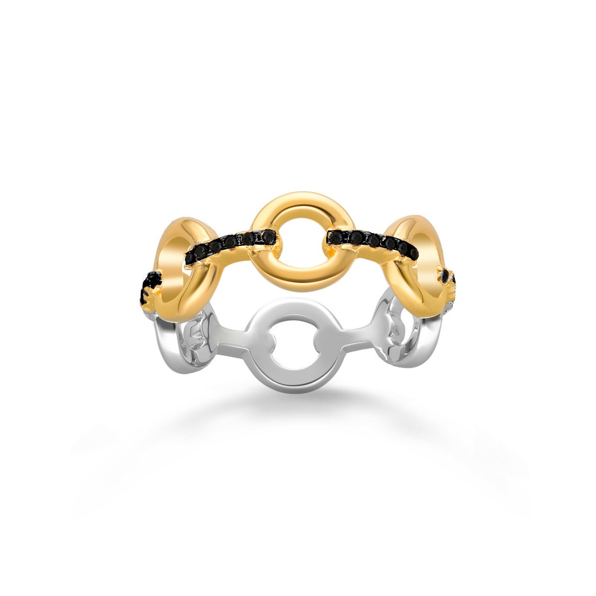 Bague Argent Doré Elise Zirconium Noir