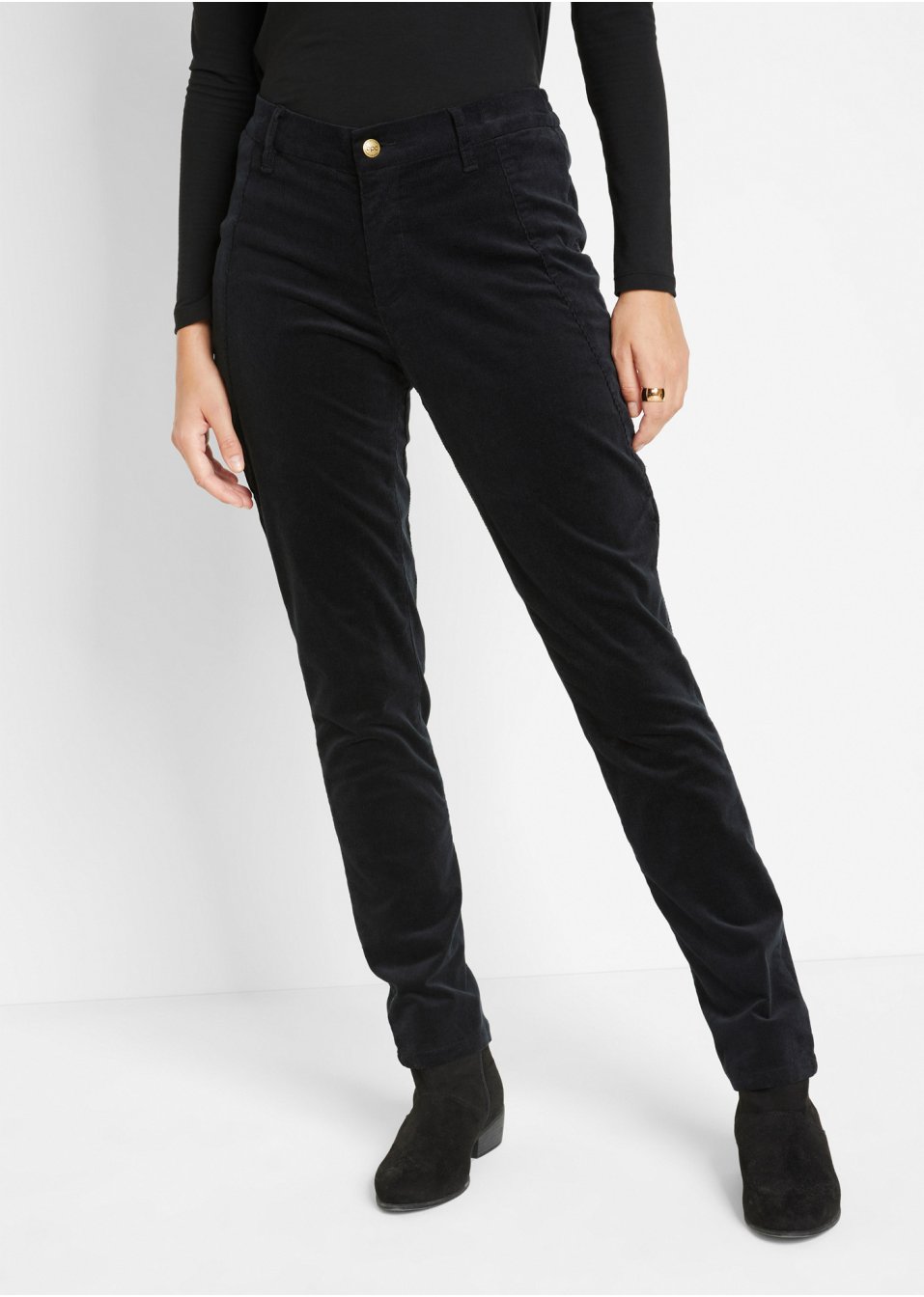 Pantalon velours côtelé extensible à taille confortable