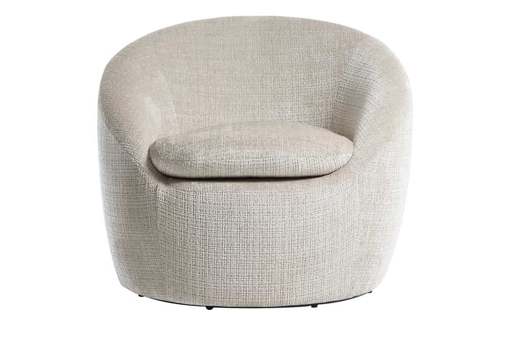 Drehbarer Design Sessel ALPINE beige Chenille Cremona 360° mit Armlehnen