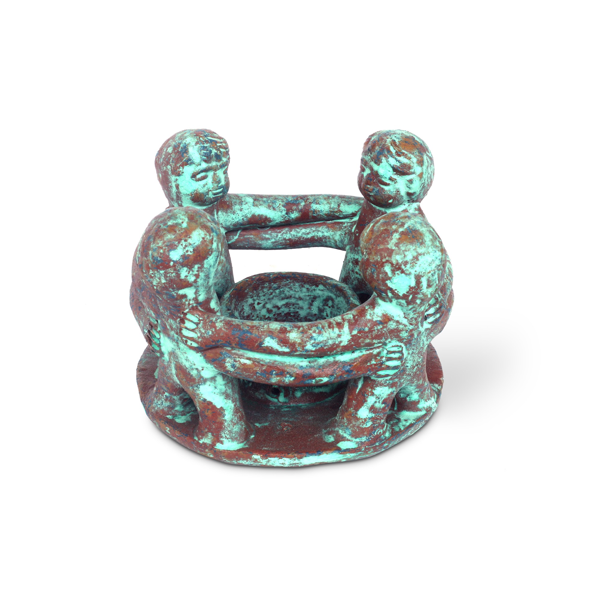 Kerzenhalter 'Friendship Circle 4', braun, grün, Ø 14 cm, H 11 cm von fischer's lagerhaus