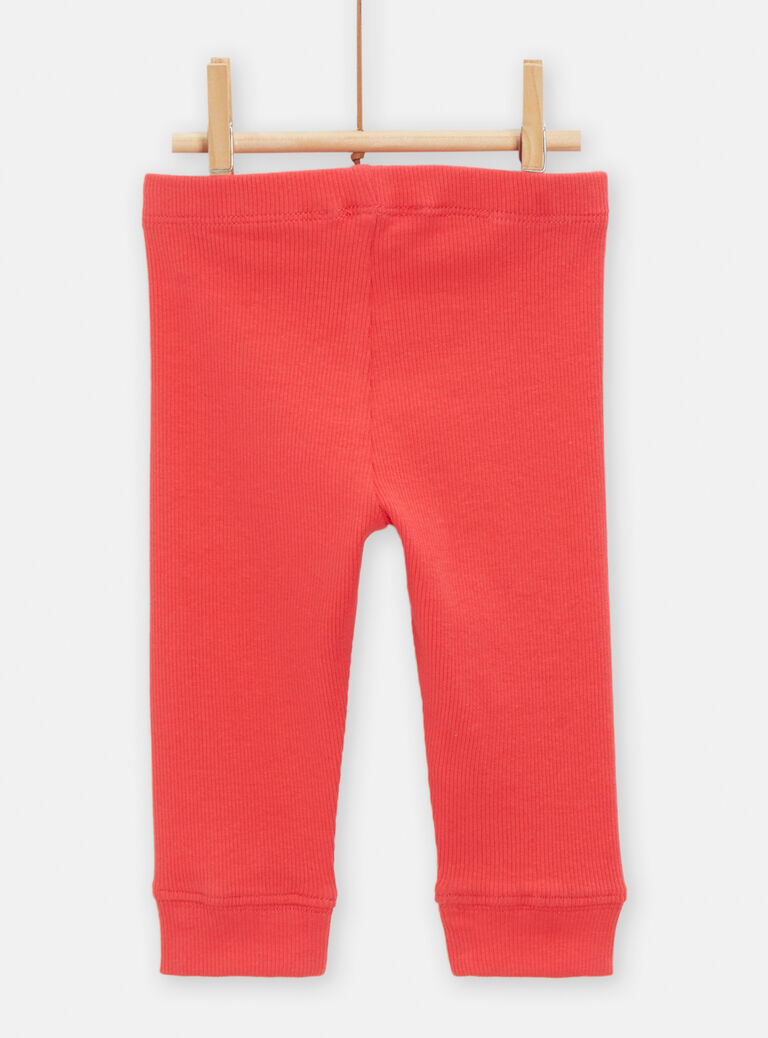 Legging côtelé rouge pour bébé fille