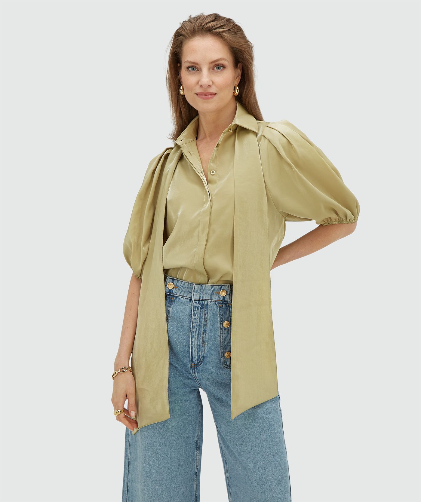 JV-SYLVIANA regular fit blouse - dark pistachio