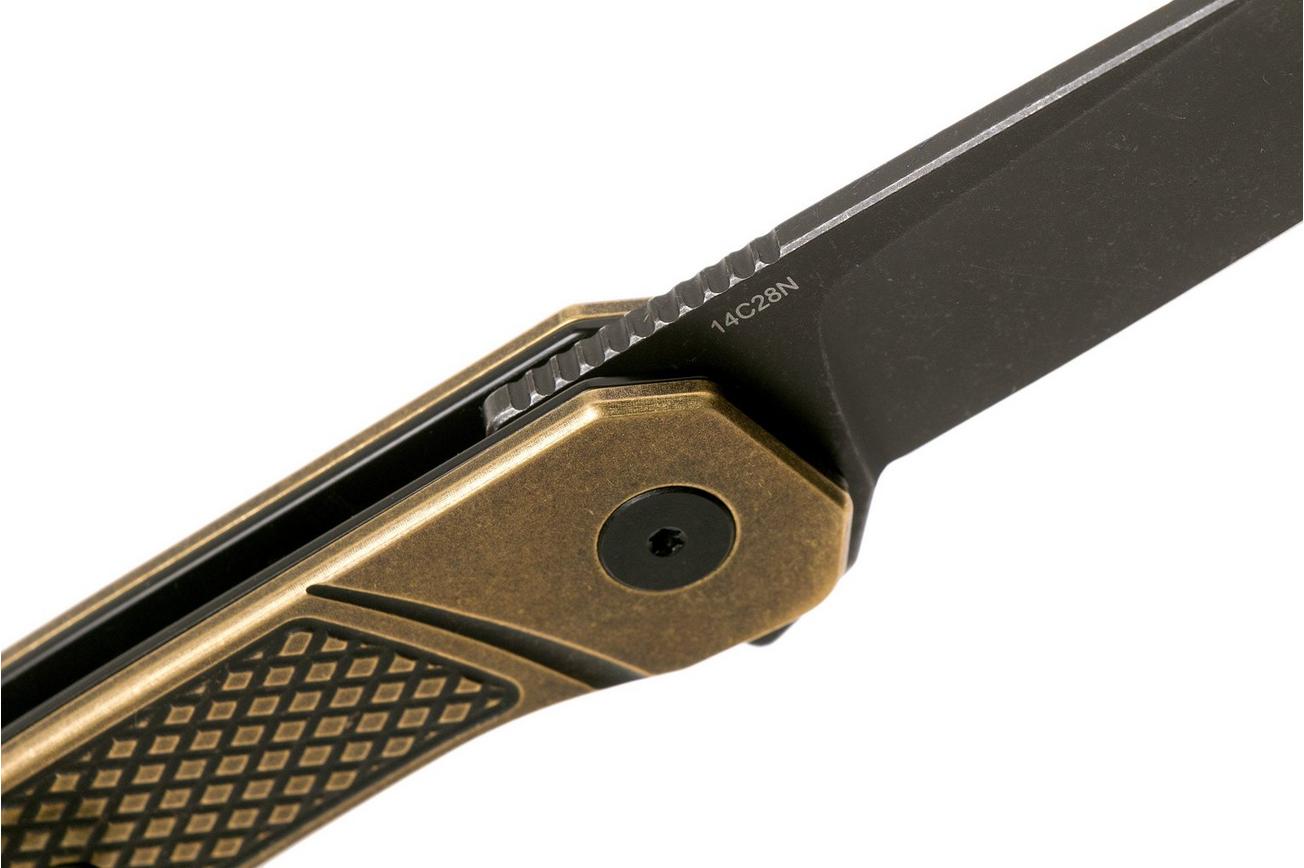 QSP Knife Osprey QS139-D2 Textured Brass, Blackwashed, zakmes