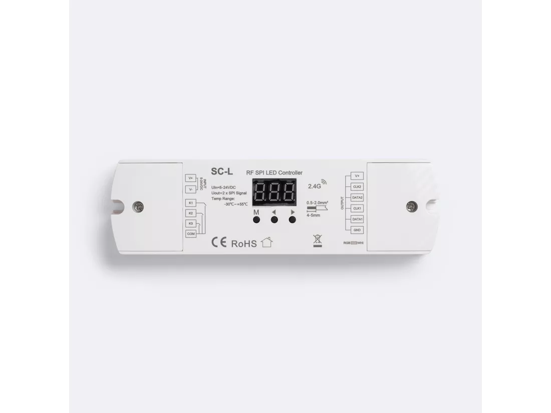 Contrôleur Variateur Ruban LED RGB/RGBW Digital SPI Compatible avec Bouton Poussoir et Télécommande RF RGBIC/RGBWIC