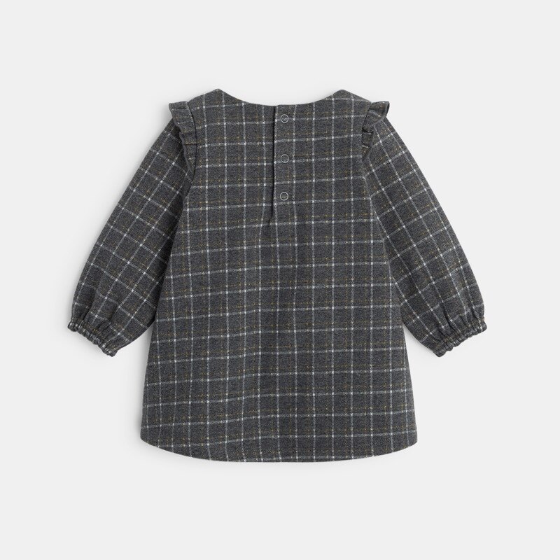 Robe flanellisée à carreaux grise bébé fille Gris ou noir