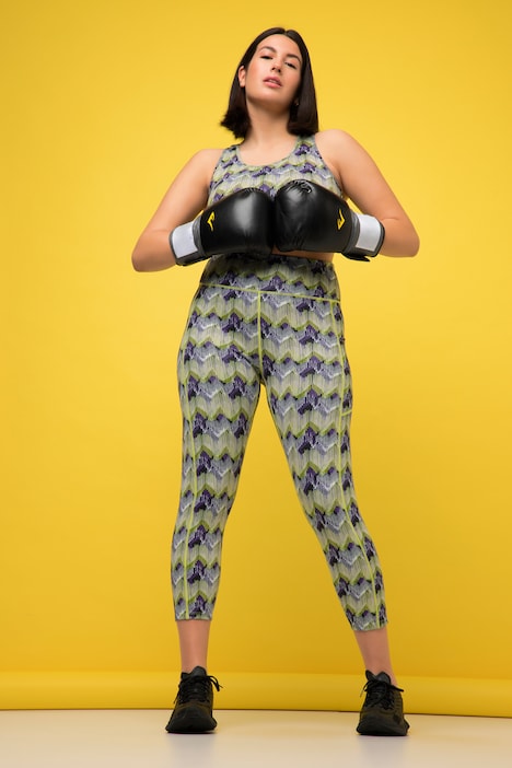 Sport-Tights, High Waist, Allover Print, knöchellang, seitliche Tasche