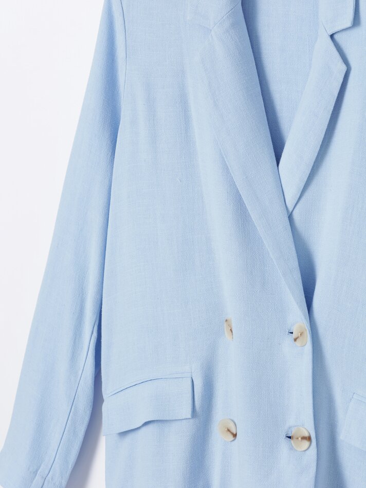 Blazer rústico em linho - Azul claro