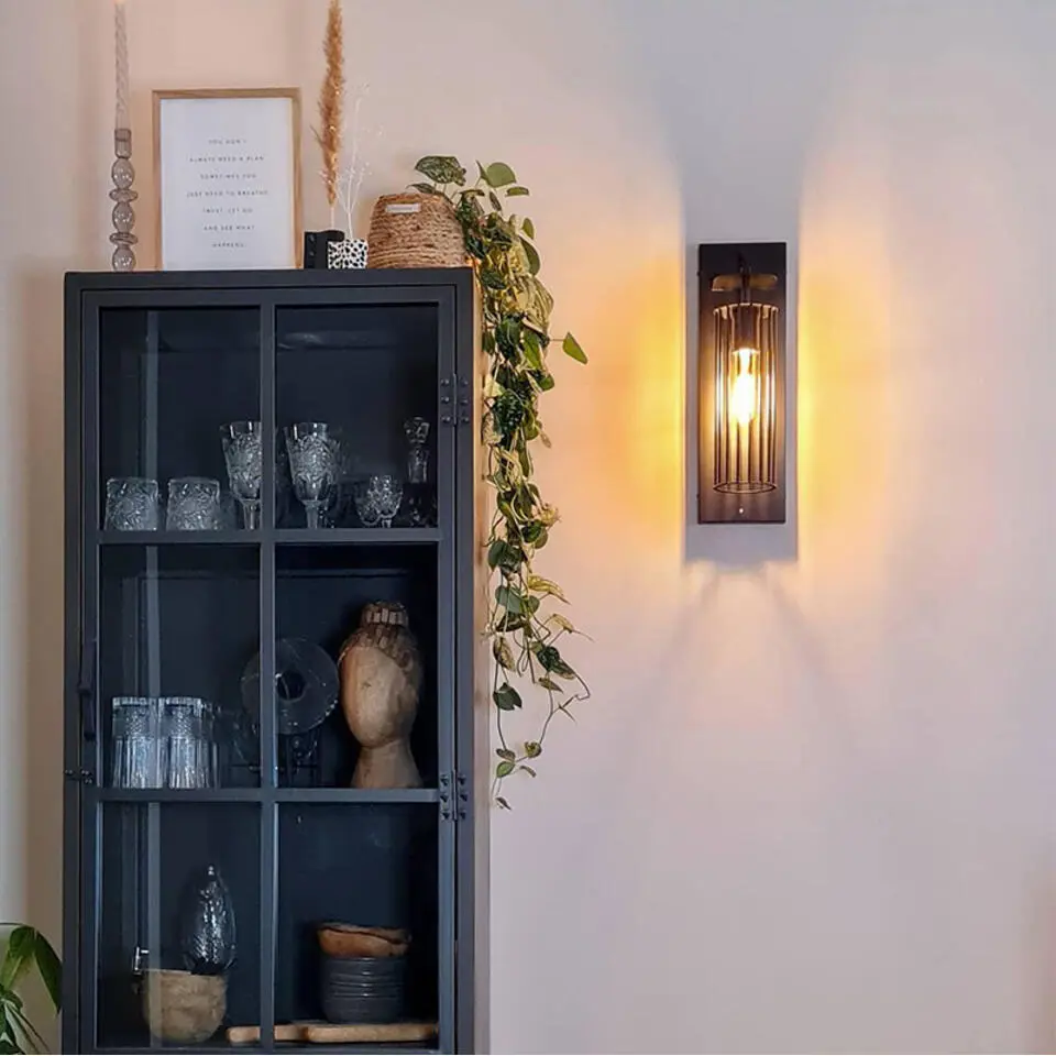 Qazqa wandlampen balenco wazo zwart e27