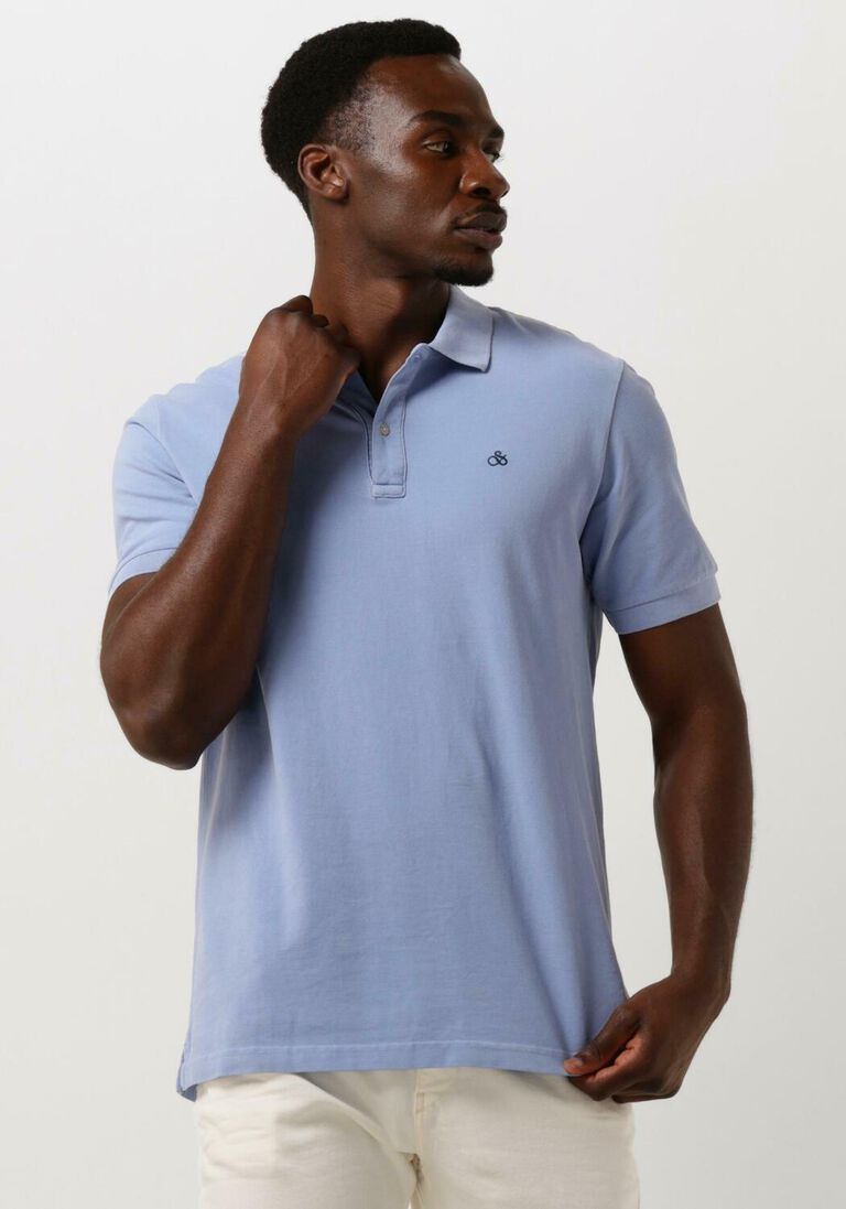 SCOTCH & SODA blauwe scotch & soda polo garment dye organic cotton pique polo