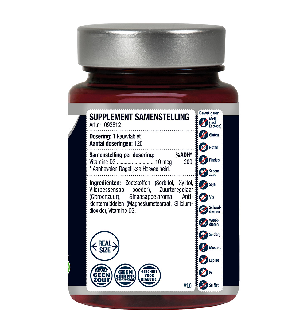 Lucovitaal Vitamine D3 10mcg (60 kauwtabletten)