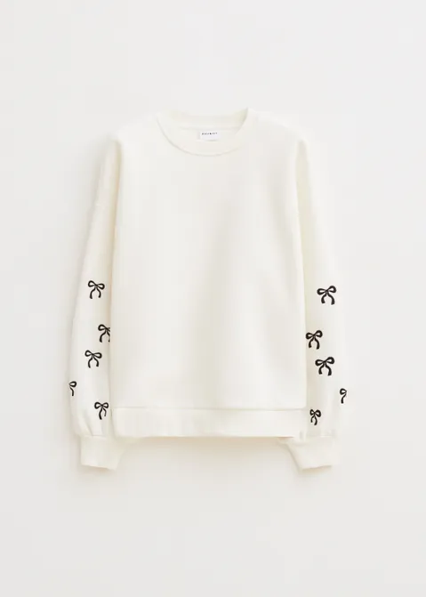 Sweater met print strikjes off-white (WIT.O)