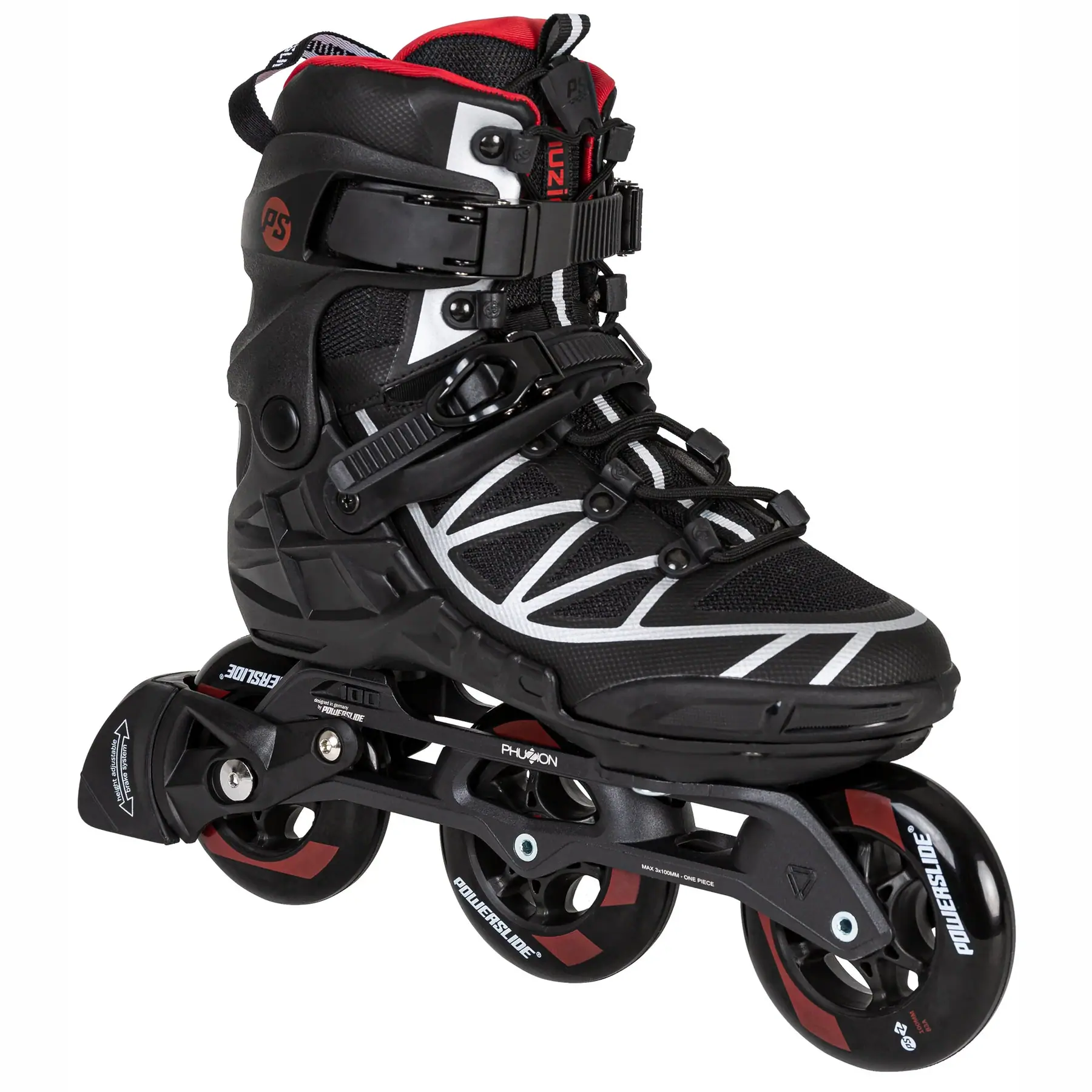 Powerslide Phuzion Argon Scarlet 100 Inline Rulleskøjter - Herre Inliners