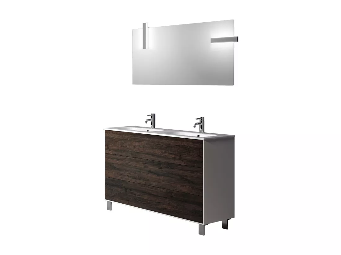 Ensemble de salle de bain double vasque 5 pièces IGEA brun foncé