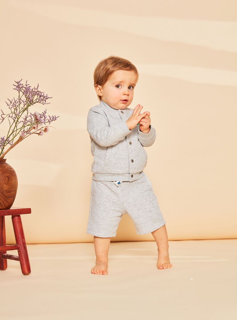 Gilet gris chiné en molleton