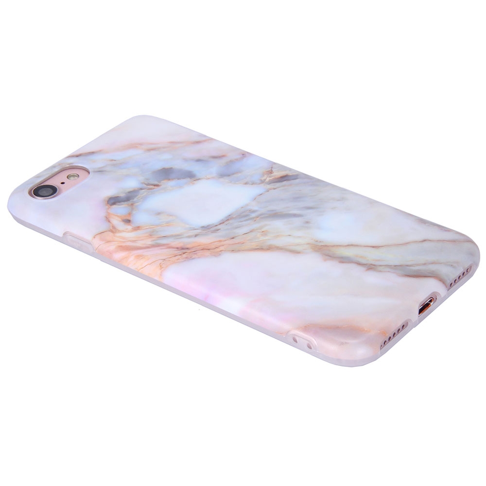 iPhone SE (2022/2020) / 8 / 7 Gummi Case Hülle Marble Marmor Design - Weiss / Rosa
