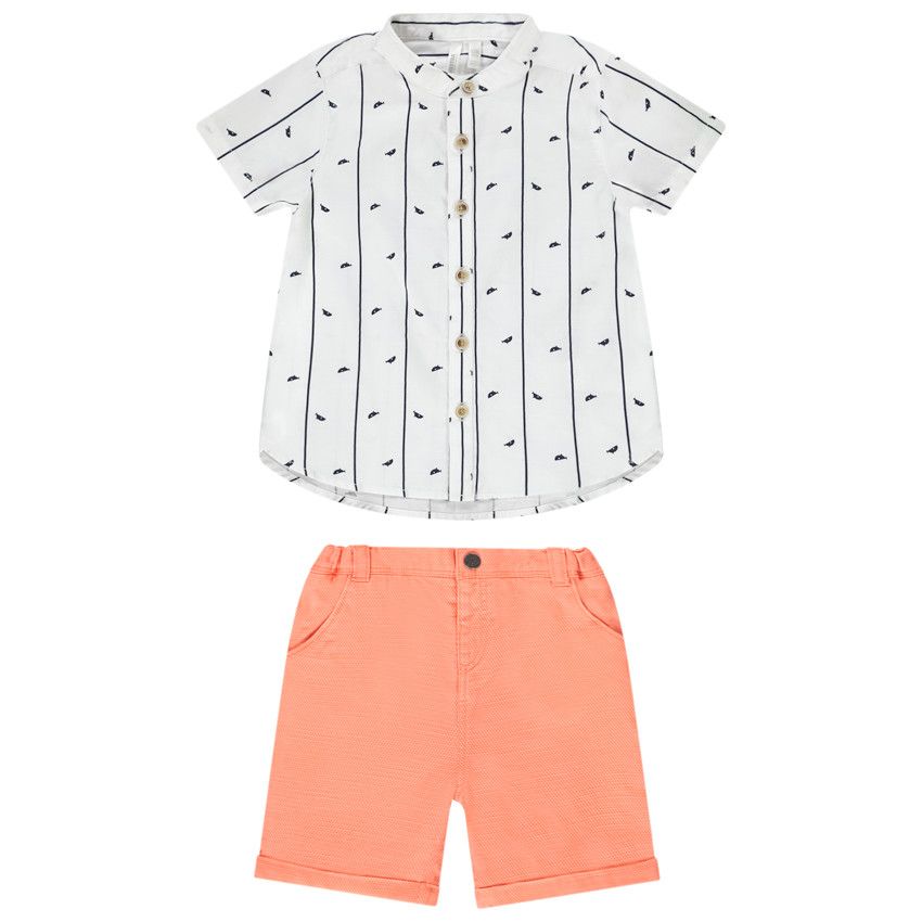 Ensemble 2 pièces en coton pour bébé garçon - Blanc