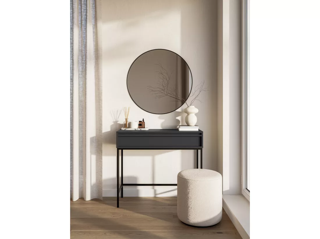 Table console - 90 cm - avec tiroir et cadre - noir - EVO