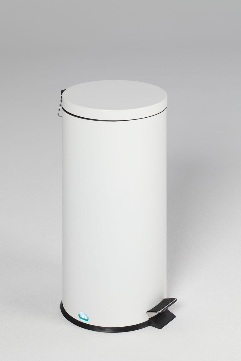 PROREGAL Robuuste pedaalemmer met binnenemmer en handgreep, 30 liter, HxBxD 64 x 29 x 29 cm, gegalvaniseerd staal, wit