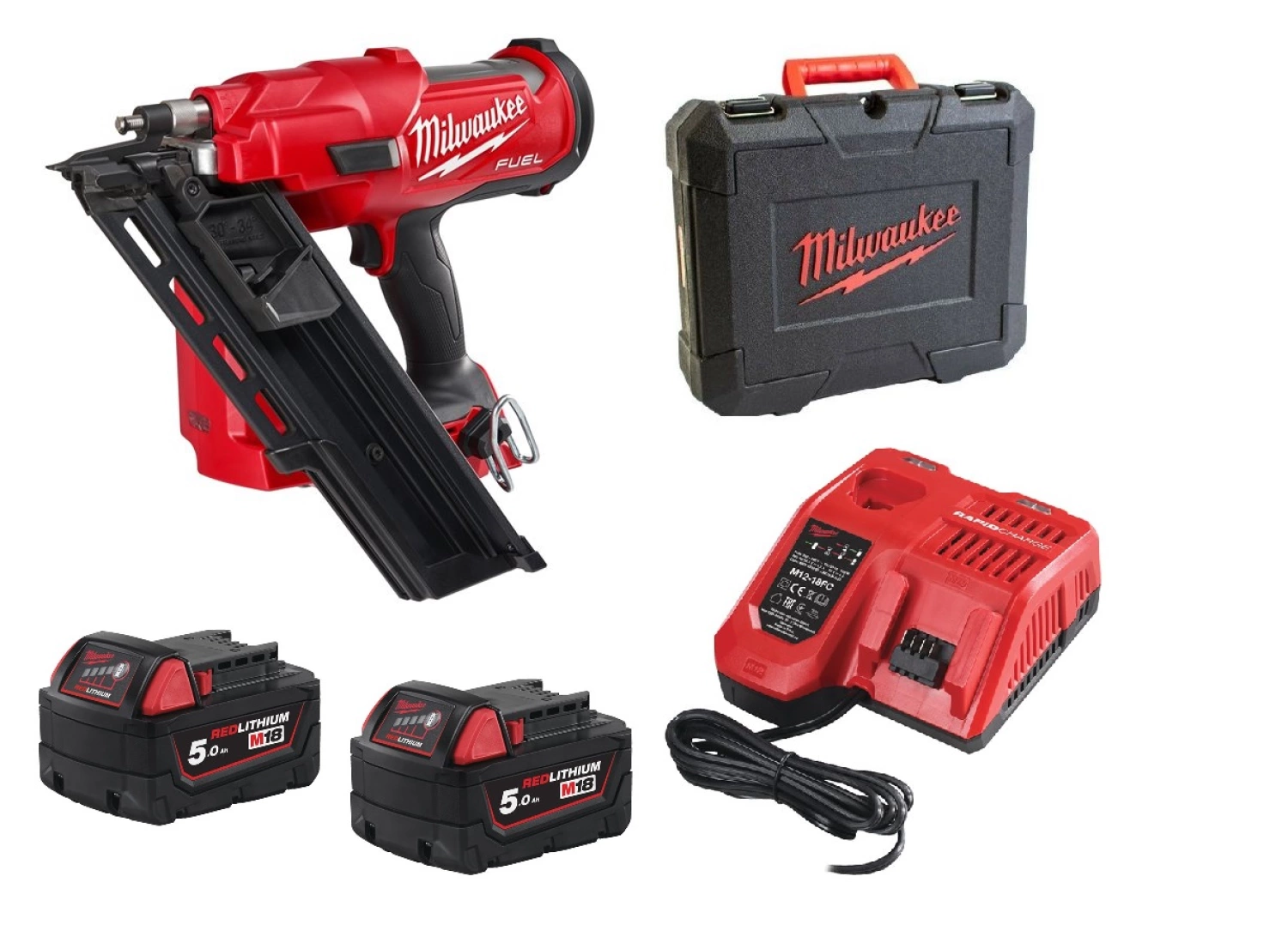Milwaukee M18 FFN-502C 18V Li-Ion accu tacker set (2x 5.0Ah accu) in koffer - 2,9-3,32mm - 50-90mm