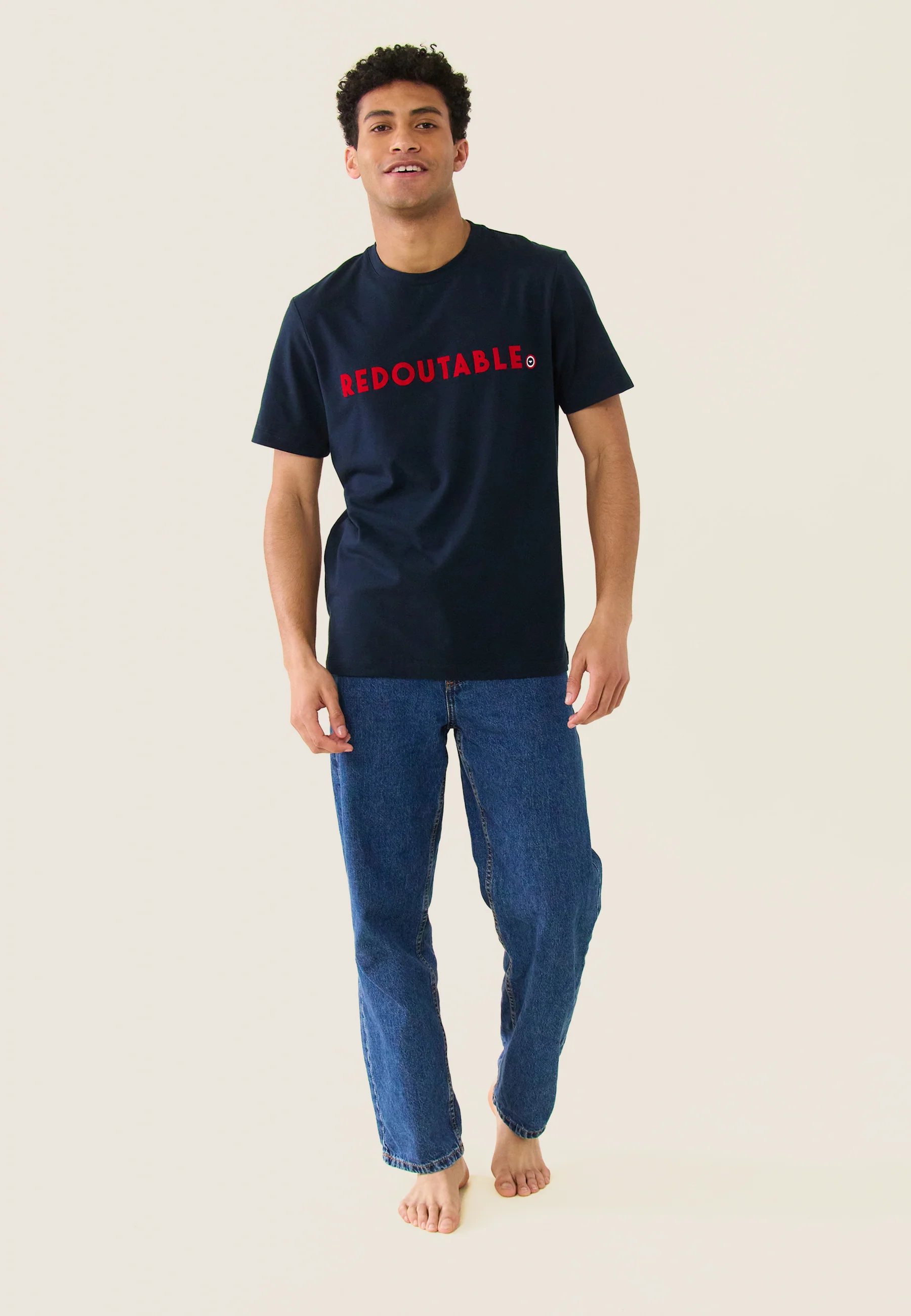 T-shirt mixte col rond en coton-Jean-P Redoutable Marine
