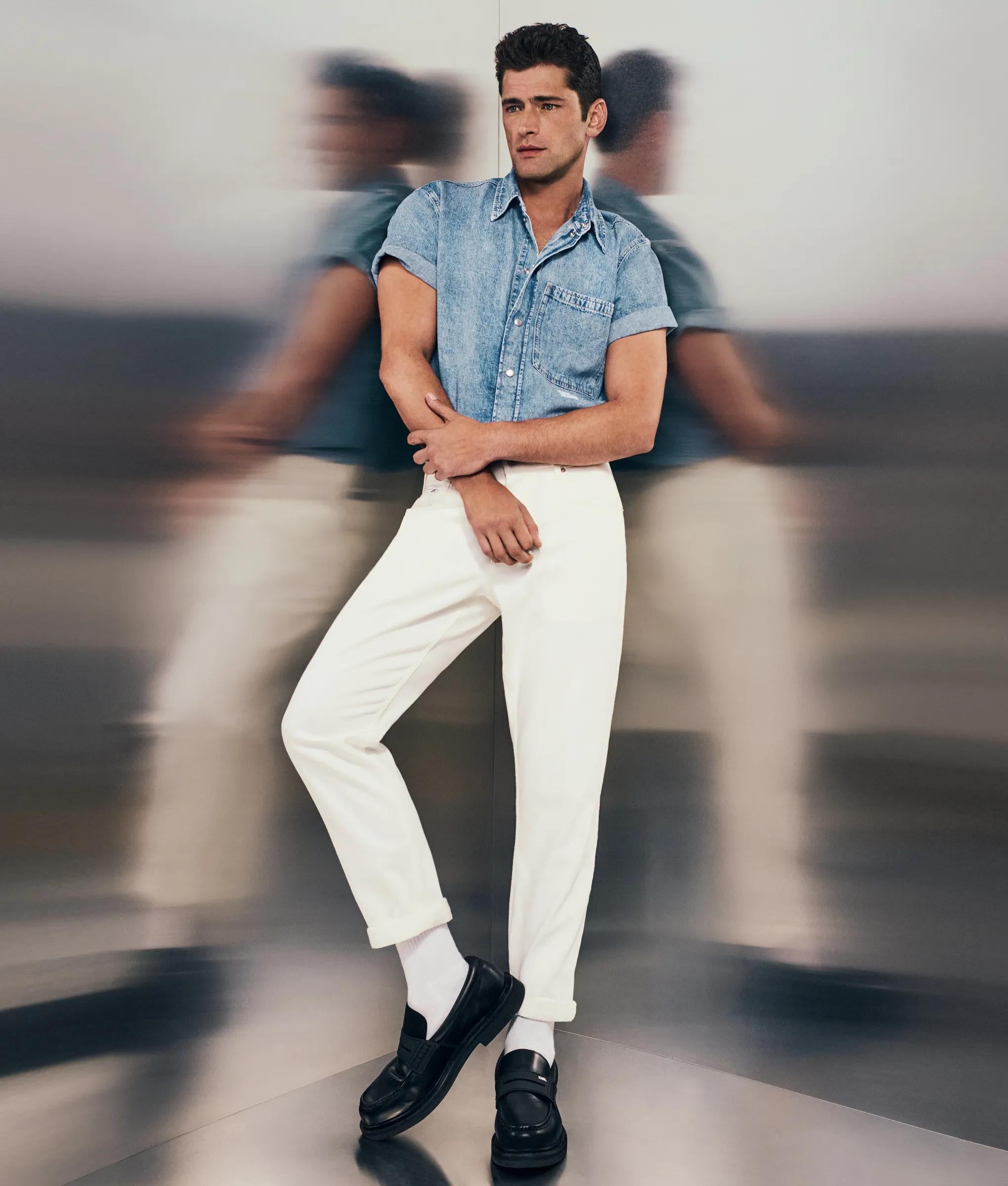 Denim shirt met korte mouwen