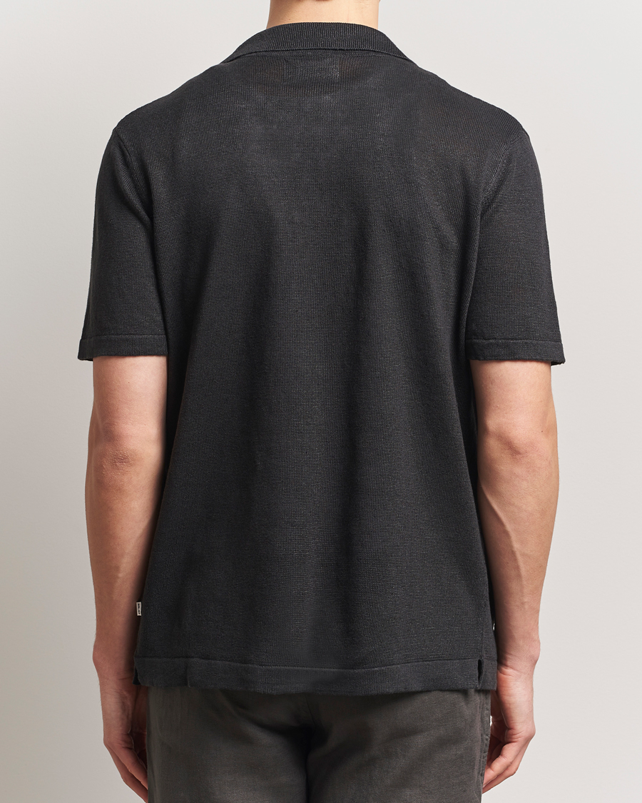 NN07 Henry Printed Knitted Short Sleeve Shirt Black